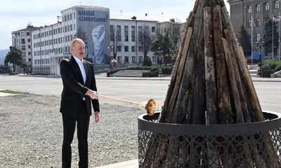 İlham Aliyev Hankendi’de Nevruz şenlik ateşini yaktı